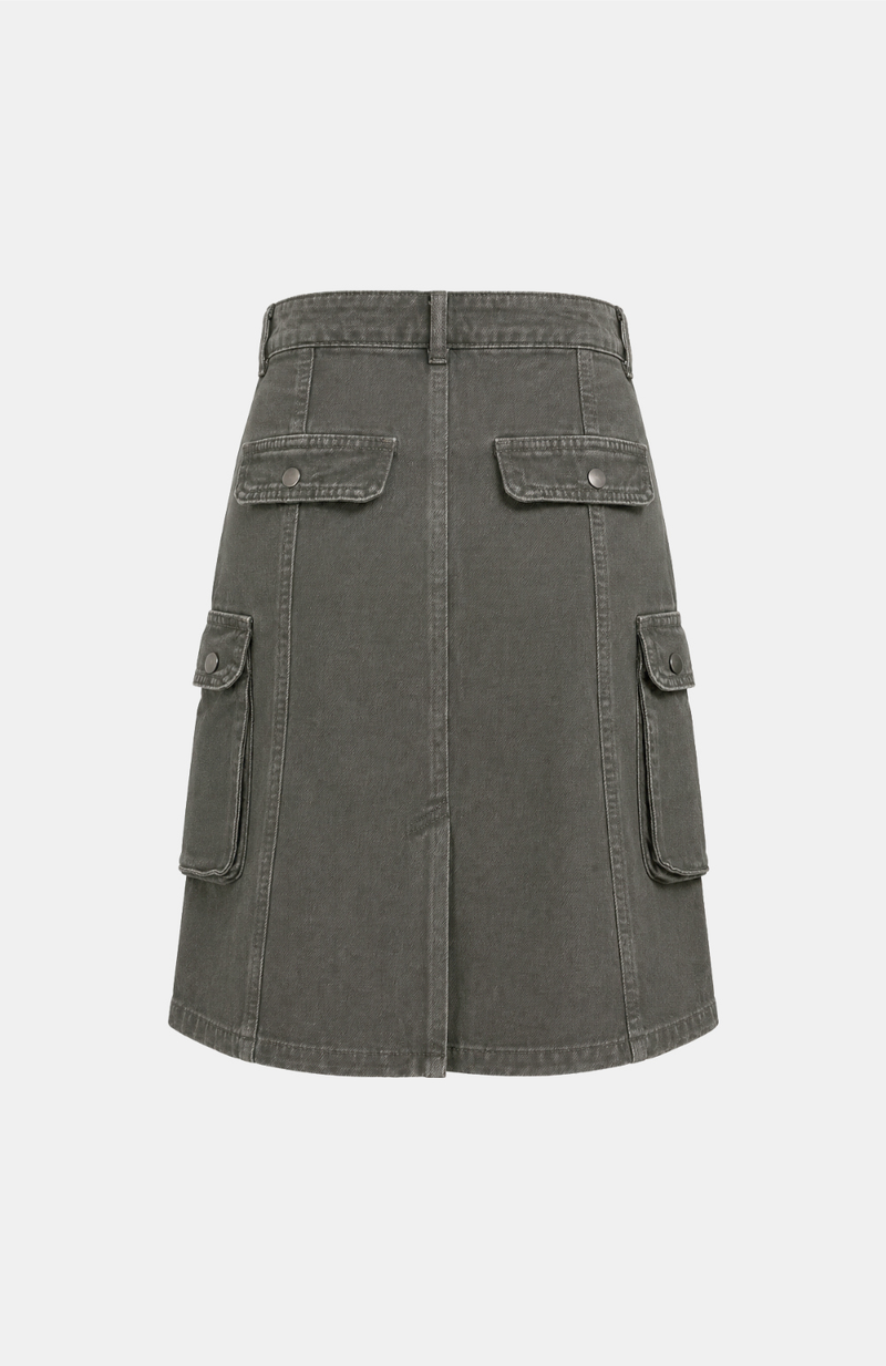 Molly Washed Cargo Denim Skirt