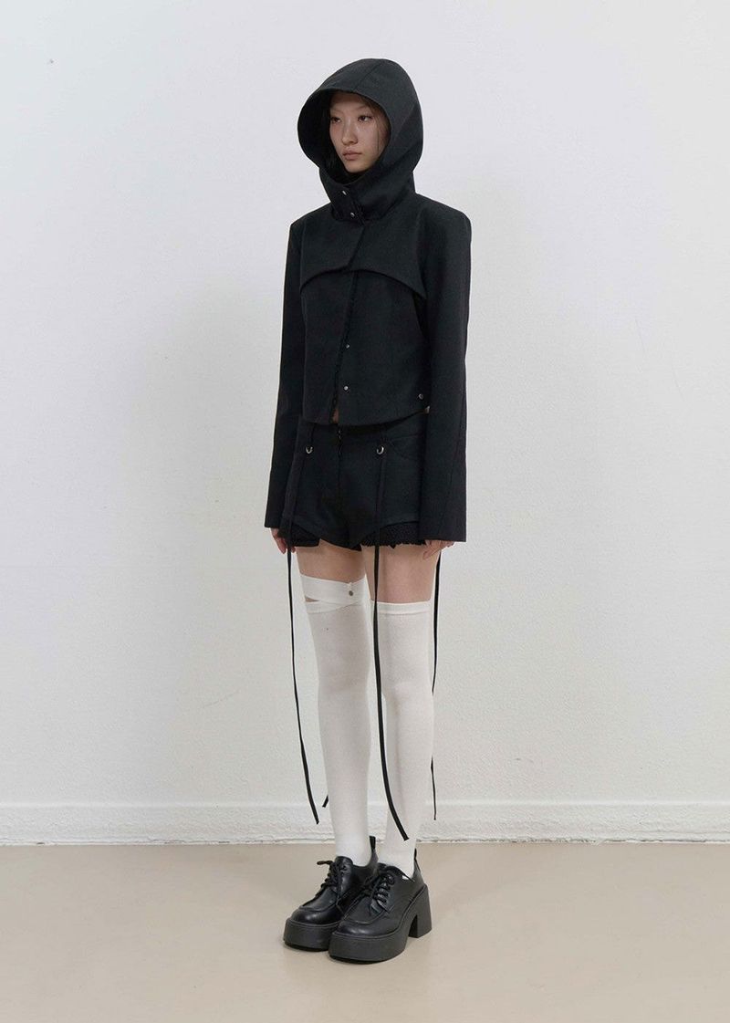 Micro Wool Shorts / Black