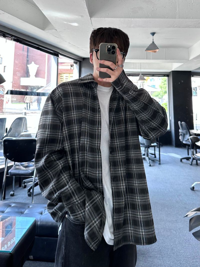 [premium] jack check overfit shirts