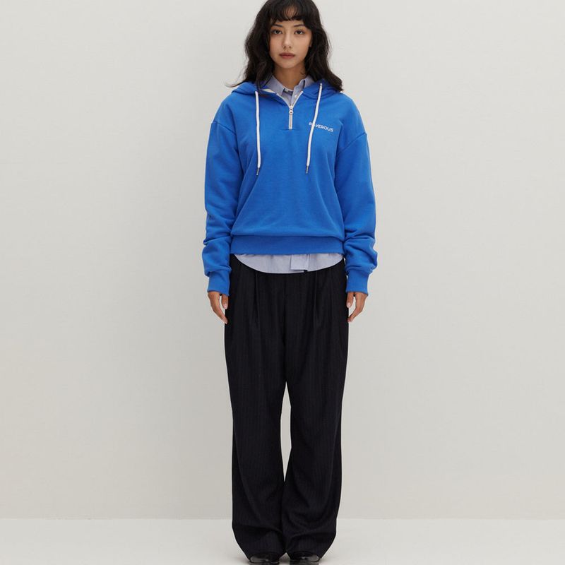 Half Zip-up Hoodie Sweatshirts Blue