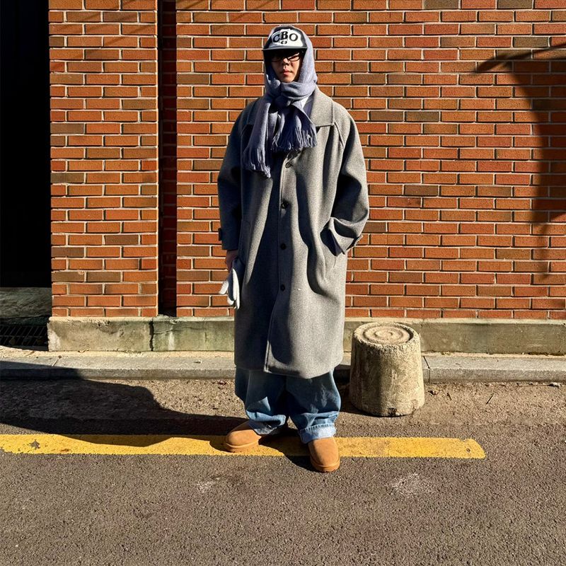 Oversized Wool Balmacaan Coat