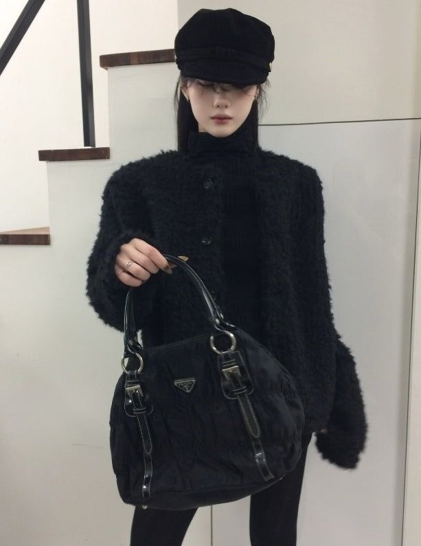Puff Over Boucle Cardigan