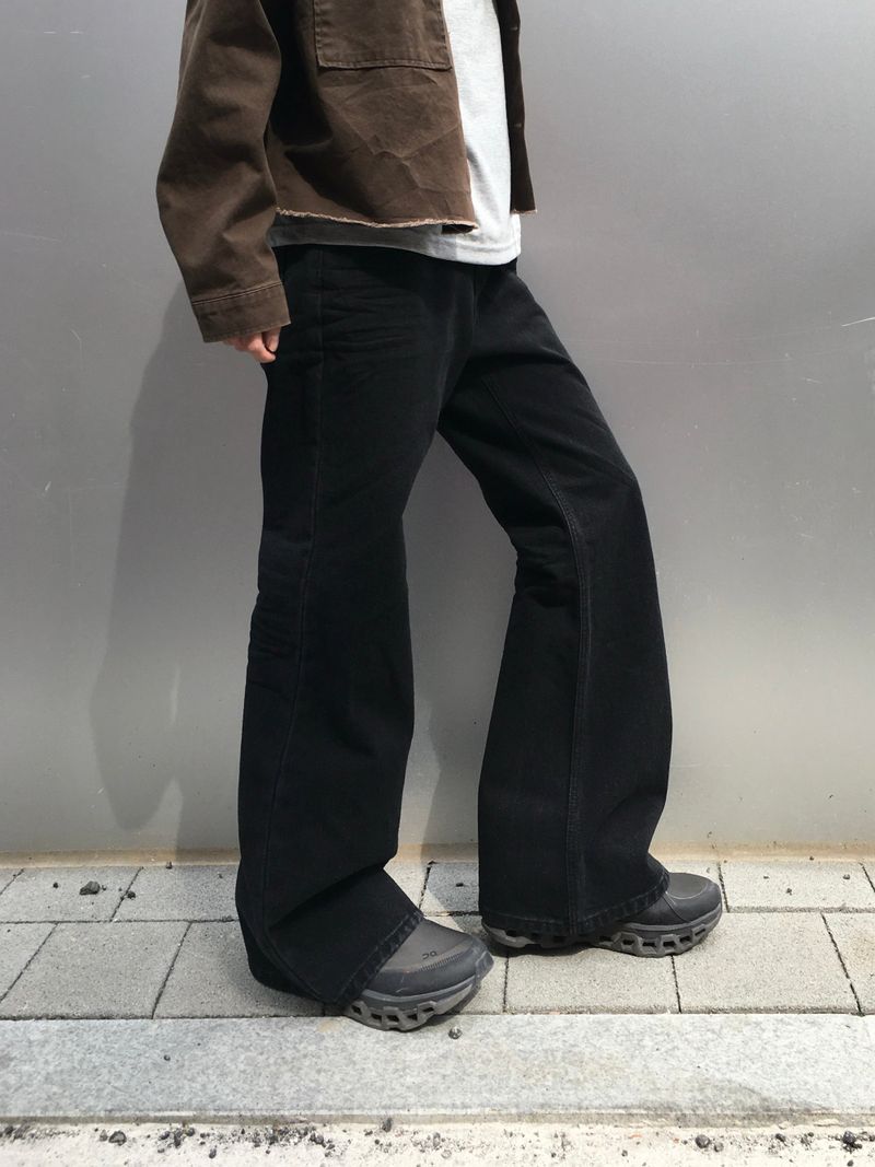 Bones black embo flare denim pants