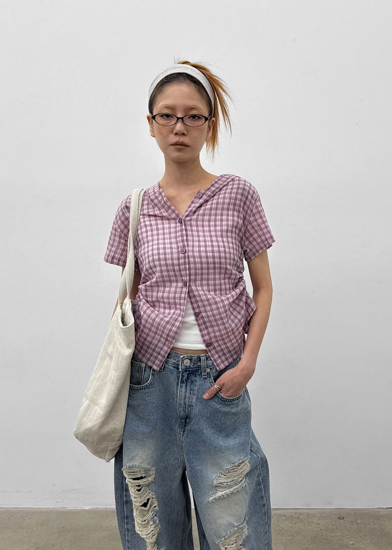 BLACKUP（ブラックアップ）の「[MADE] Penco Check String Hooded Shirt（Tops）」
