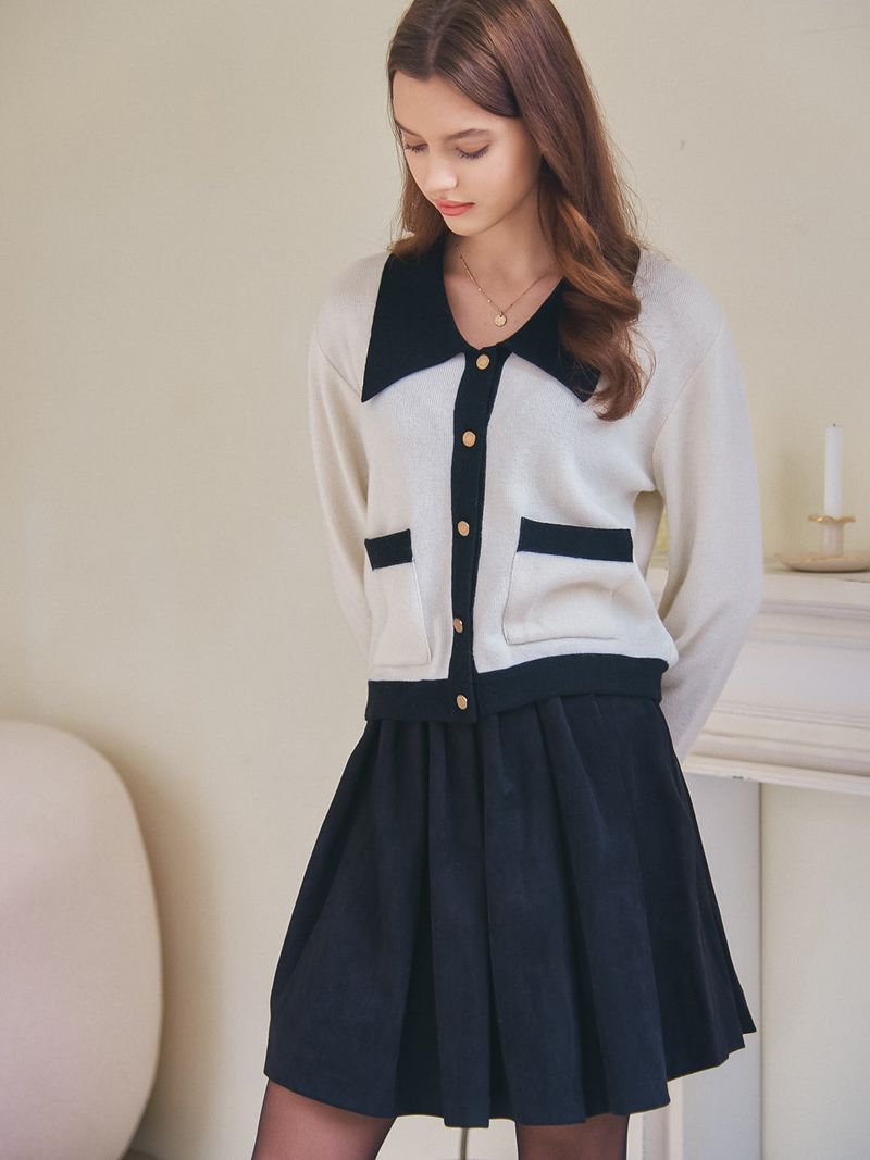 TUCK PLEATS MINI SKIRT_BLACK