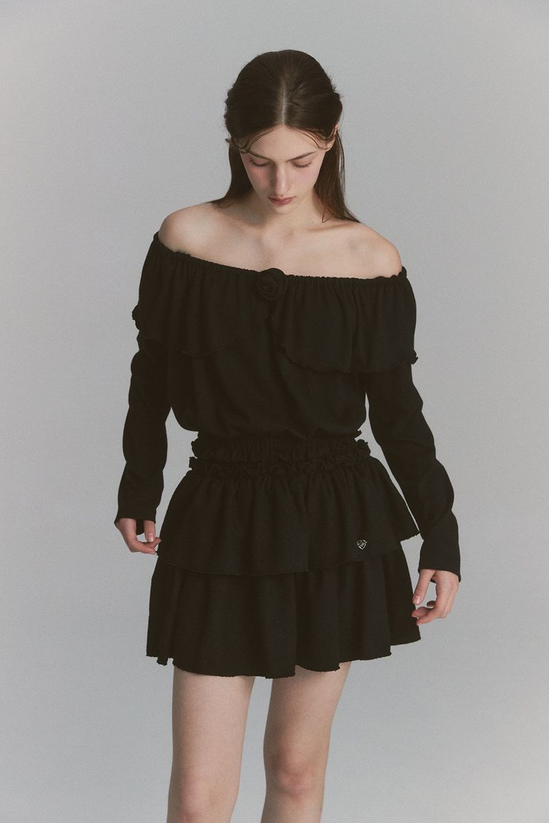 Tulip Off Shoulder Top Black