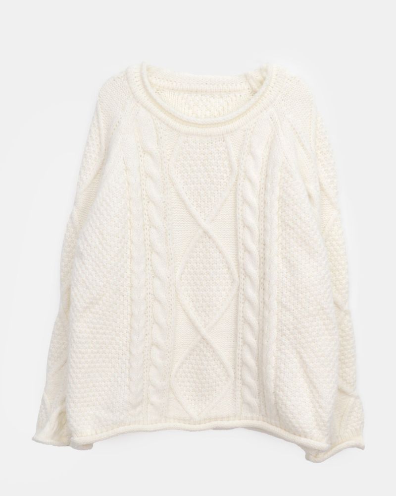 Beda Cable-knit round-neck oversized Wool knit