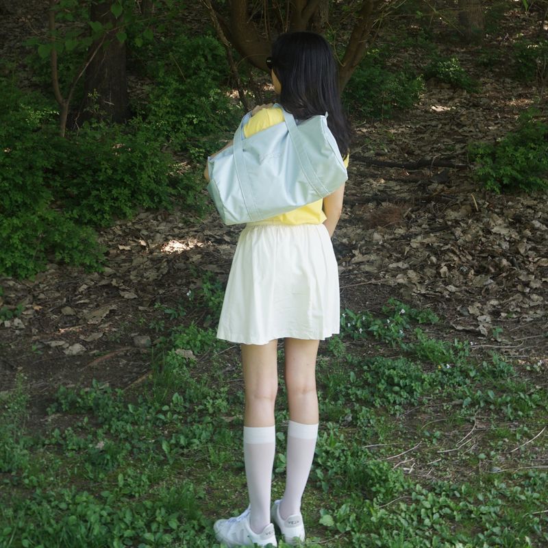 logo duffle bag_baby blue