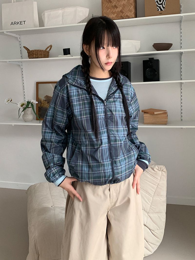 CHECK HOOD WIND JUMPER (3C)