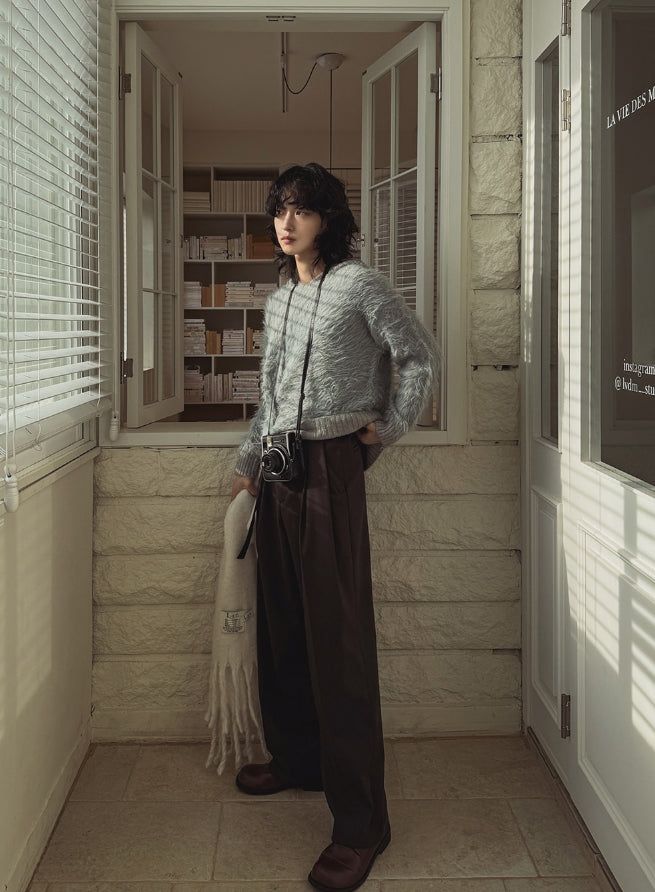 Andy Wool Belt Two Tuck Wide Slacks