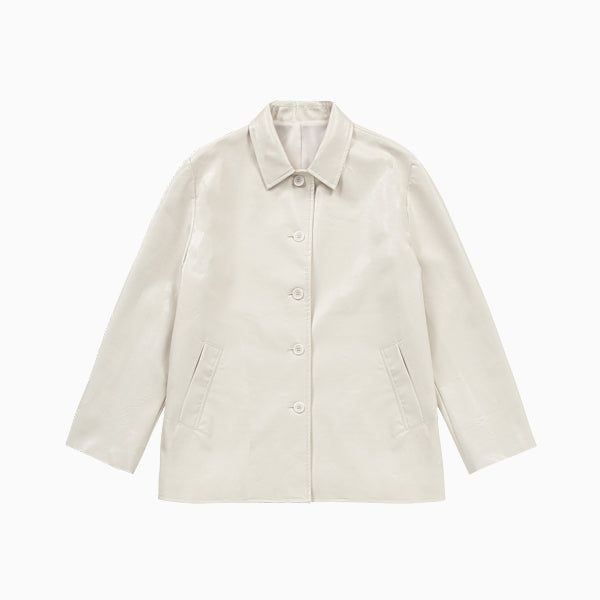 Eco leather button jacket