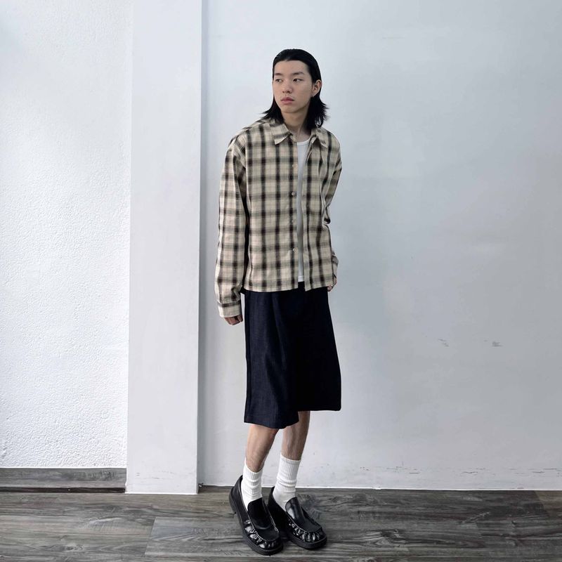 Retro Cropped Plaid Shirt