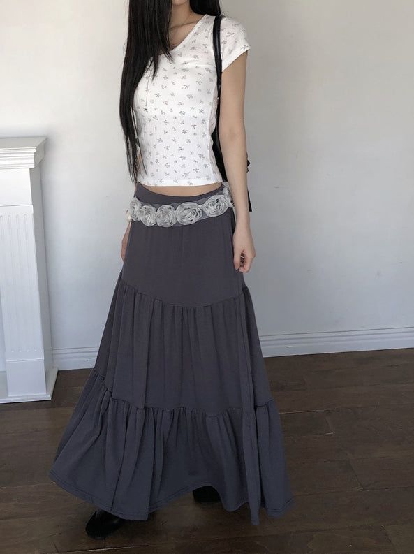 anyonemore（エニーワンモアー）の「Bien Tiered Frill Banding Long Skirt（Skirts）」