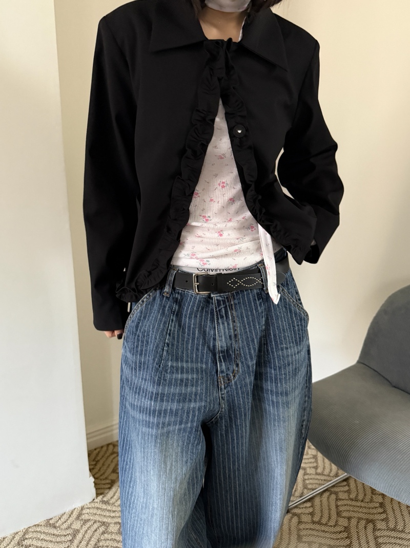 frill crop jacket