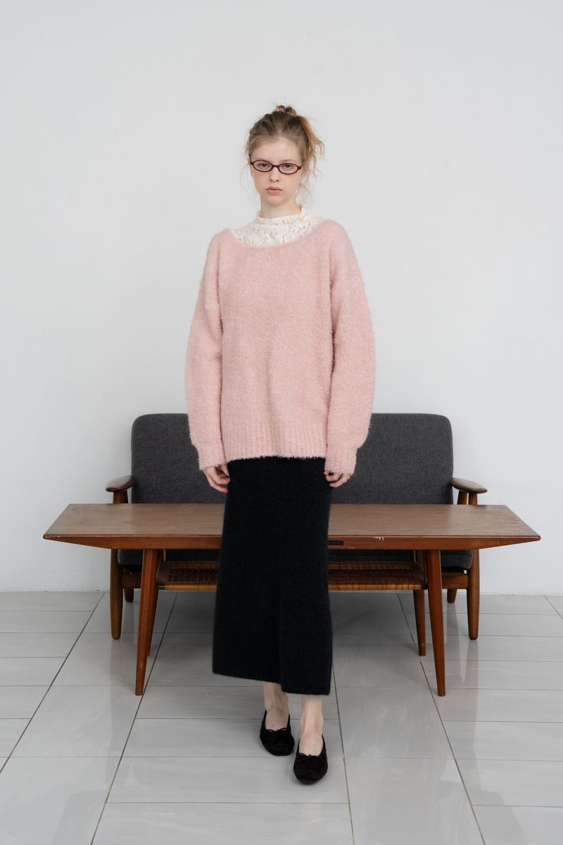 Blush boucle knit_baby pink