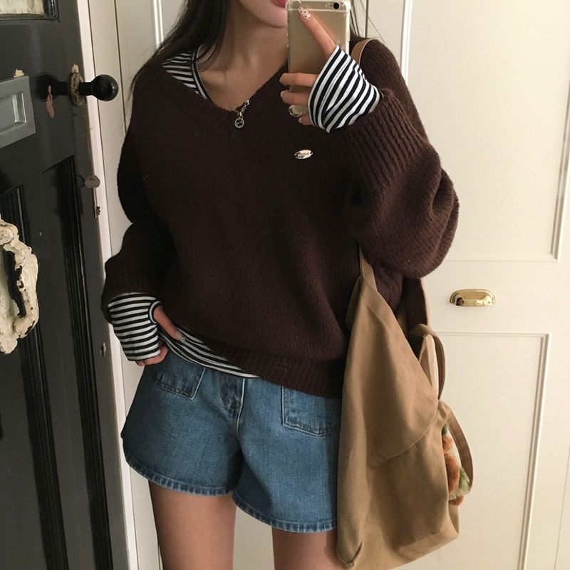 [BELLIDE MADE] キンシャモヘアVネックルーズフィットニット