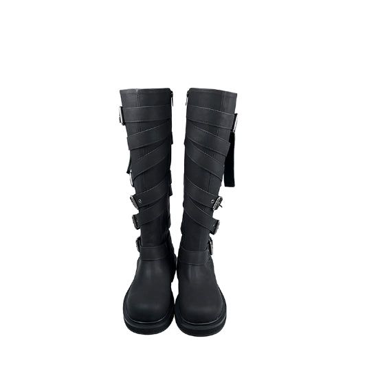 Dusen Strap Buckle Long Boots