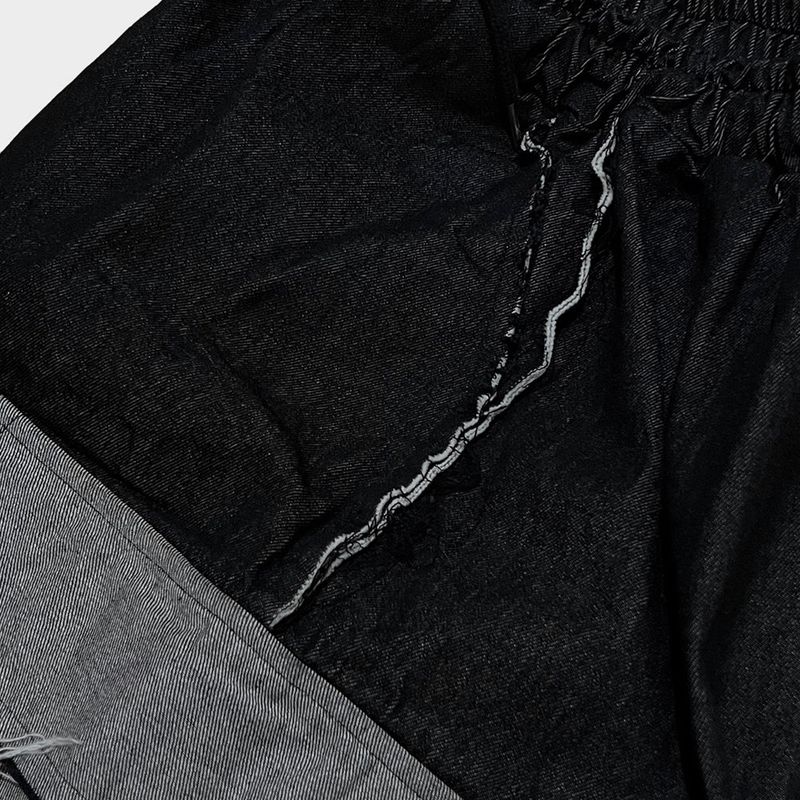 grunge roll-up denim pants_black