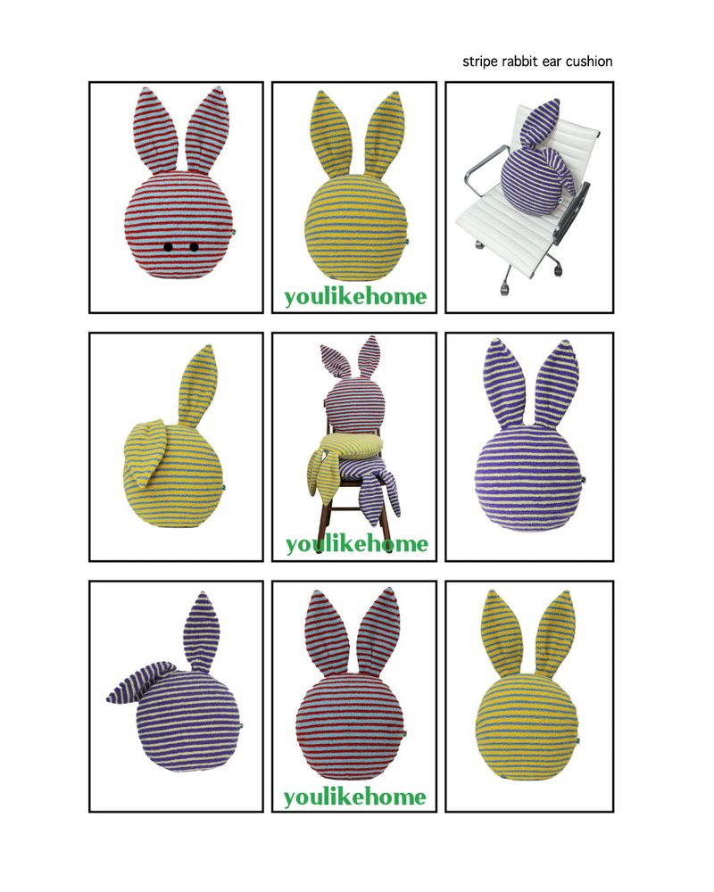 stripe rabbit ear cushion ( 3 color )