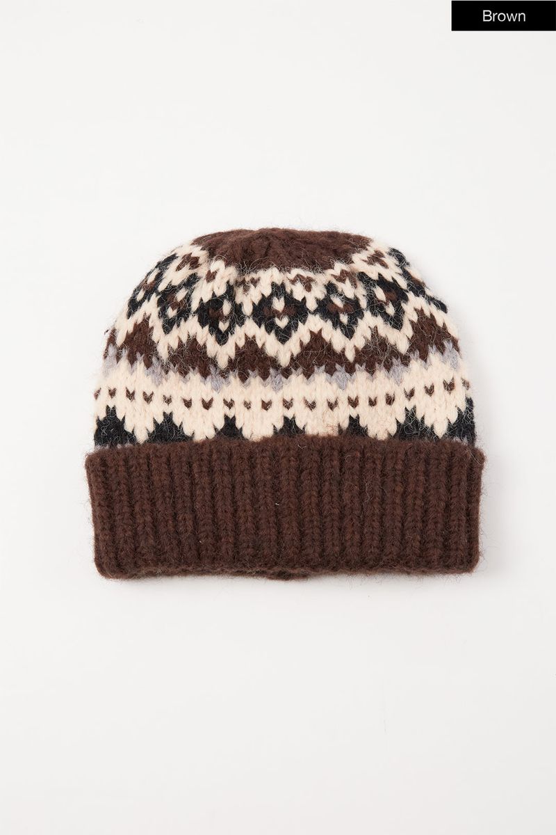 Fuzzy wool blend knit beanie