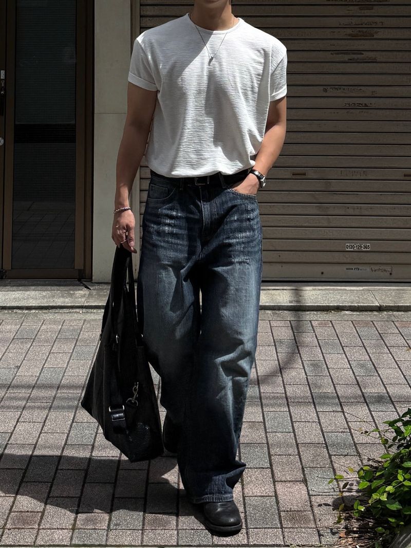 ダメージストレートデニムパンツ