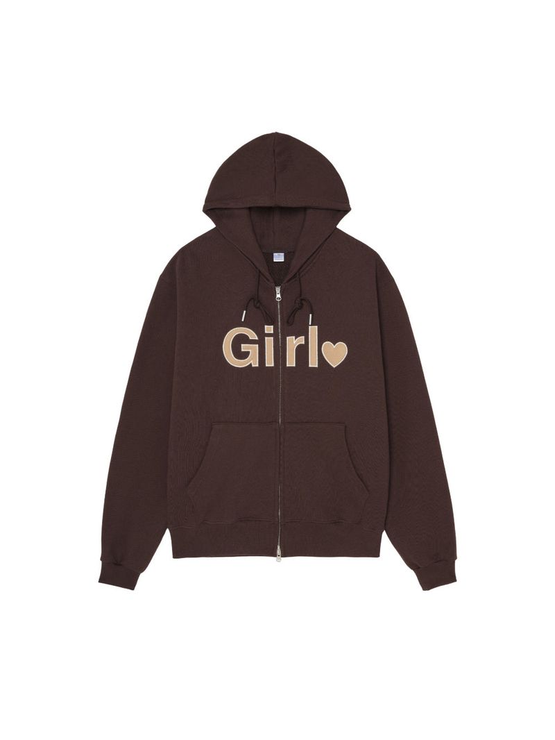Girl zip-up hoodie - Brown