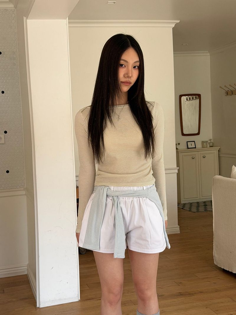 Stripe boat neck long sleeves(5color)