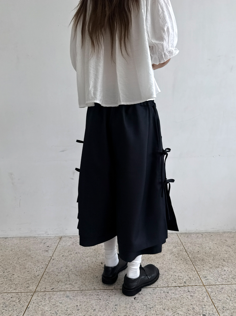side ribbon wrap pants