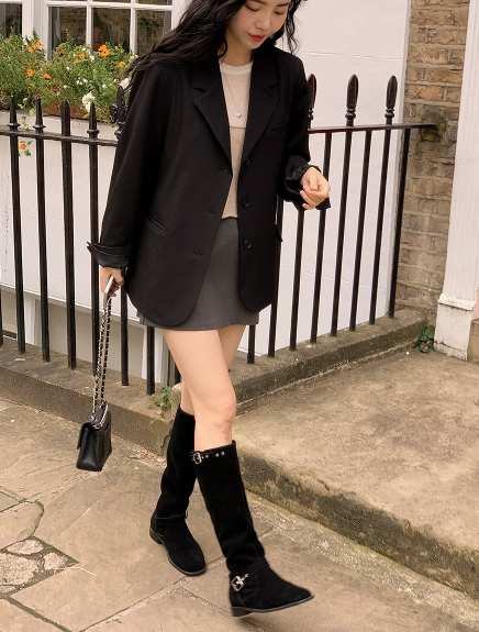 Belt Suede Long Boots