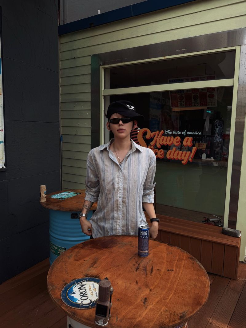DISCERNMENT(ディサーンメント)の「Quad Stripe Linen Shirt 3C(Tops)」