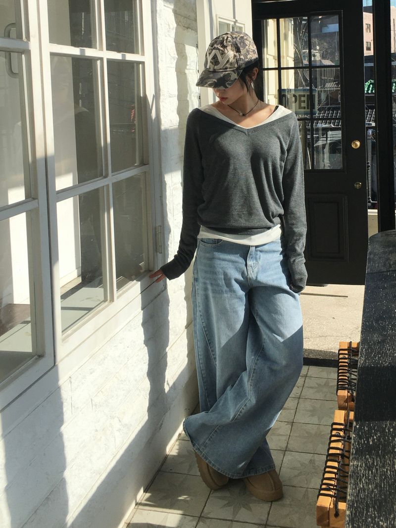 Vero Cut Washed Wide Denim (2c)