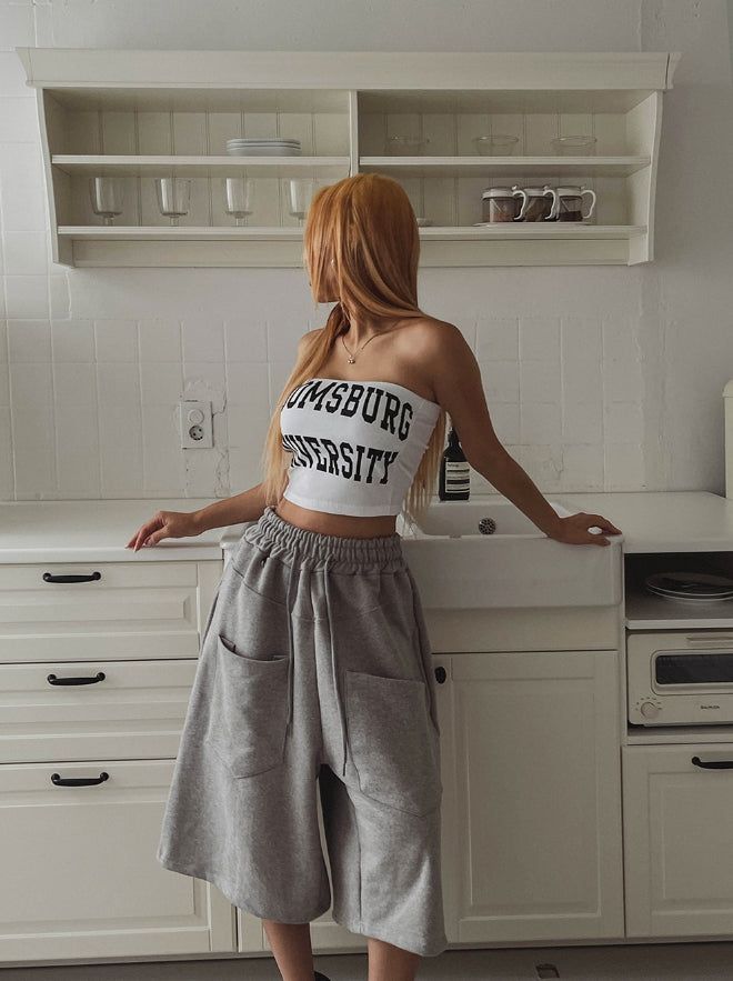 Bloom Lettering Pig Tube Top (+With Cup)