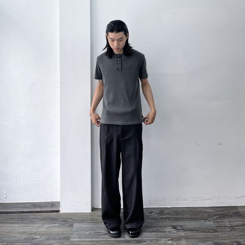 フェイデッド リブド ヘンリーシャツ
