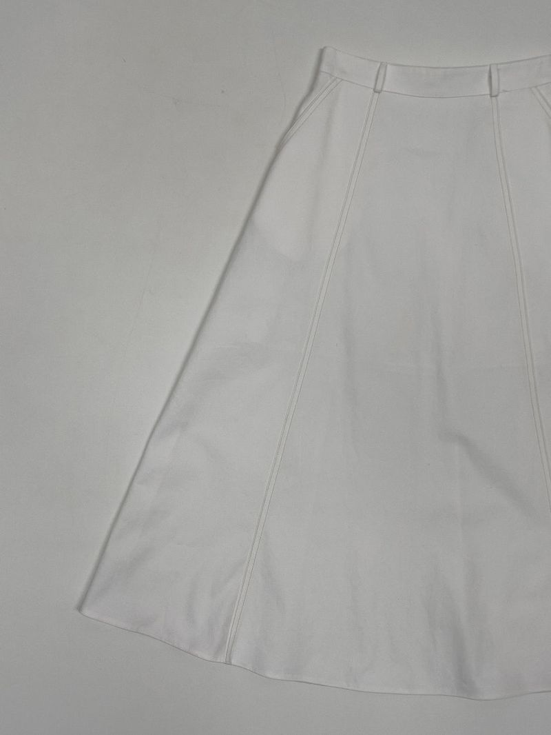 Stitched Cotton Flare Long Skirt