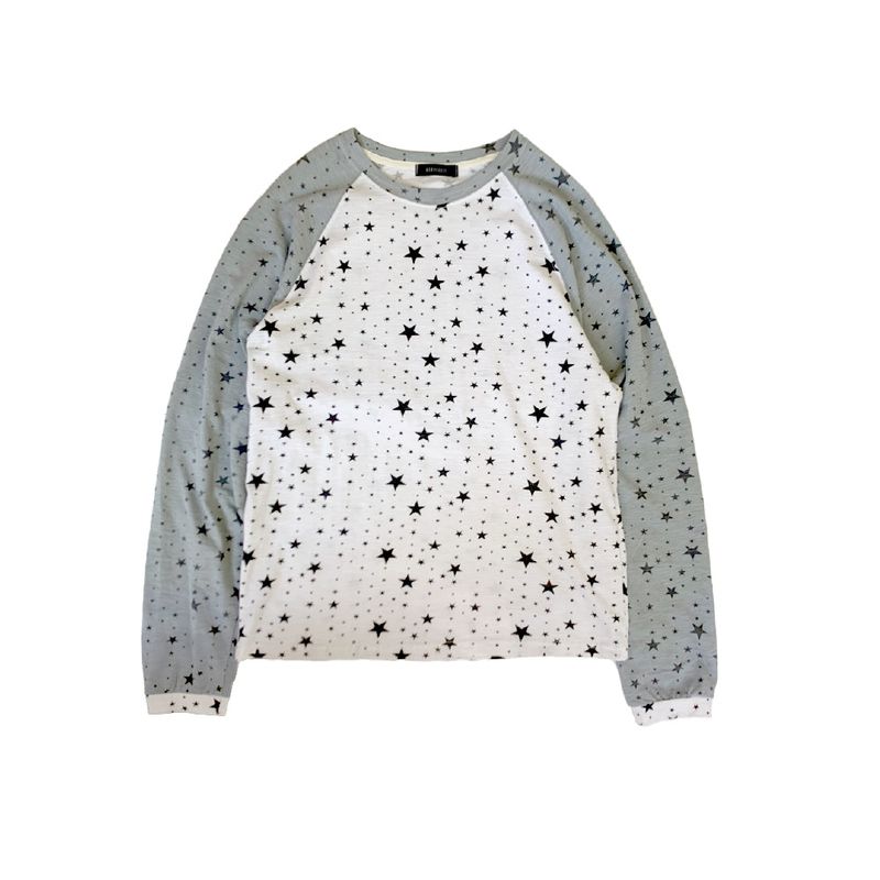 Star Raglan Sleeve Tee (White/sky blue)      