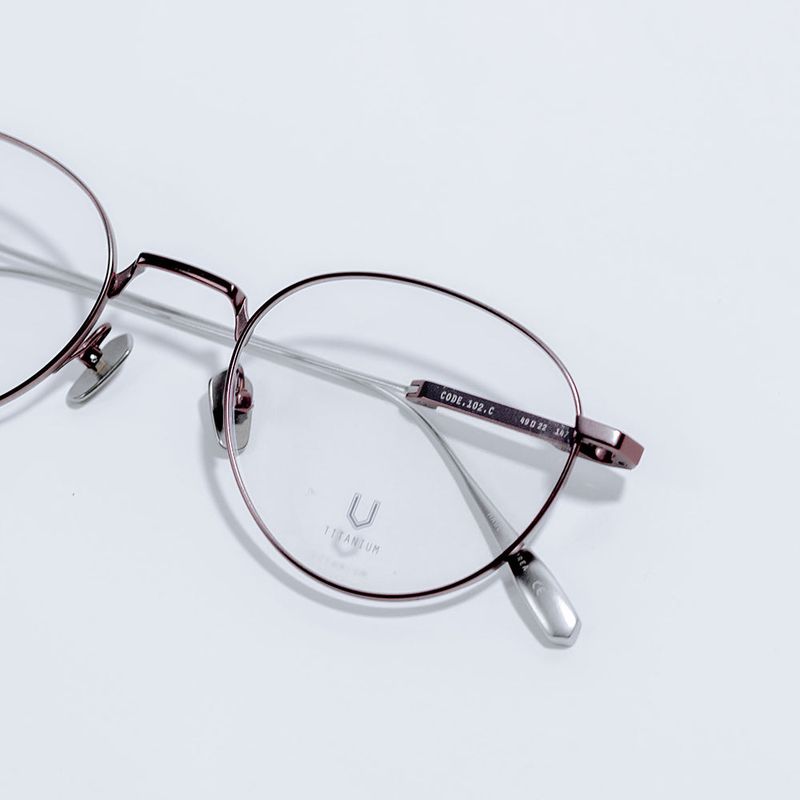 Knouun Round titanium glasses CODE. 102. C Brown N Silver