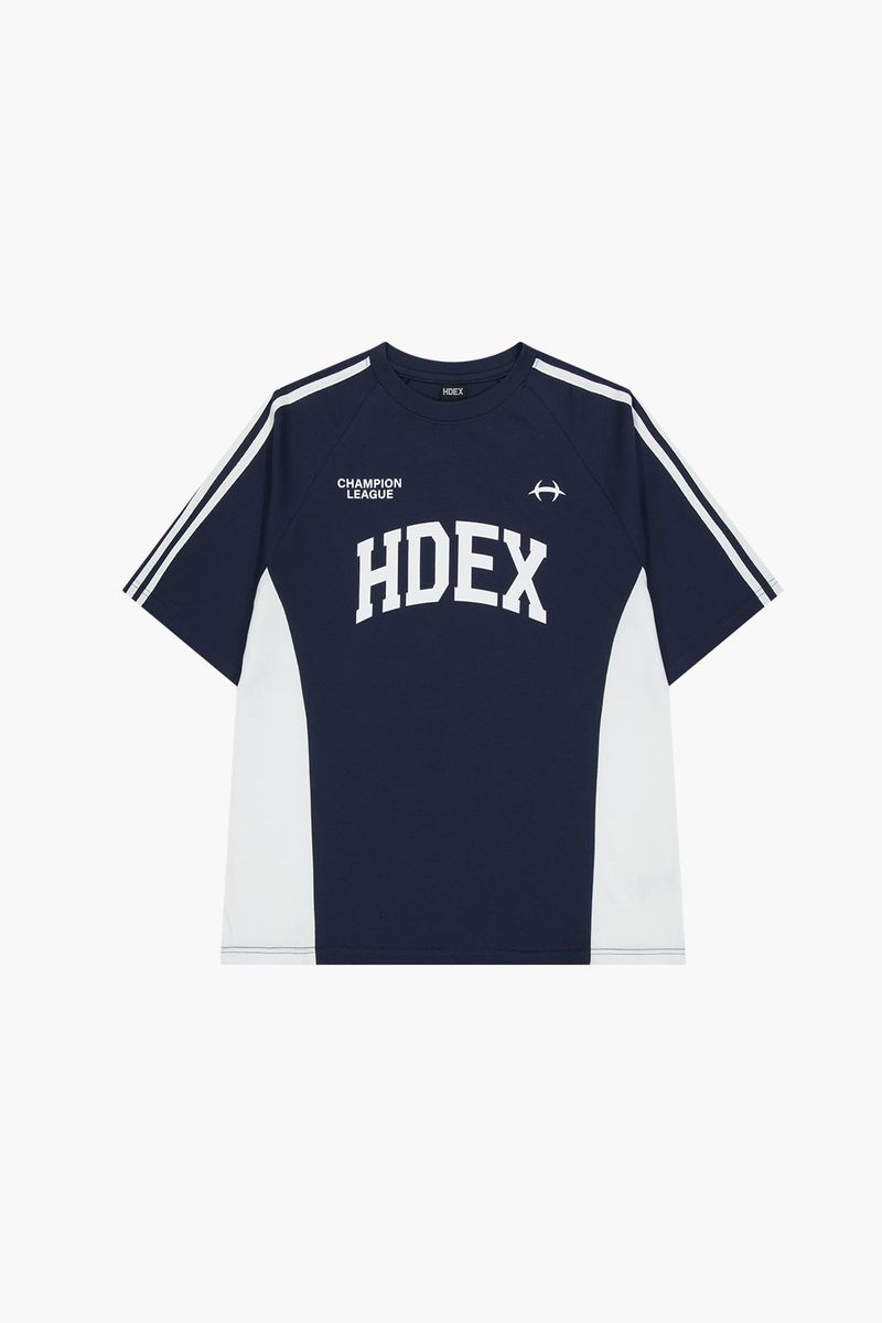 Side Color Block Short Sleeve Navy