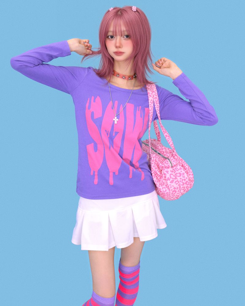 kitsch purple-pink knee socks