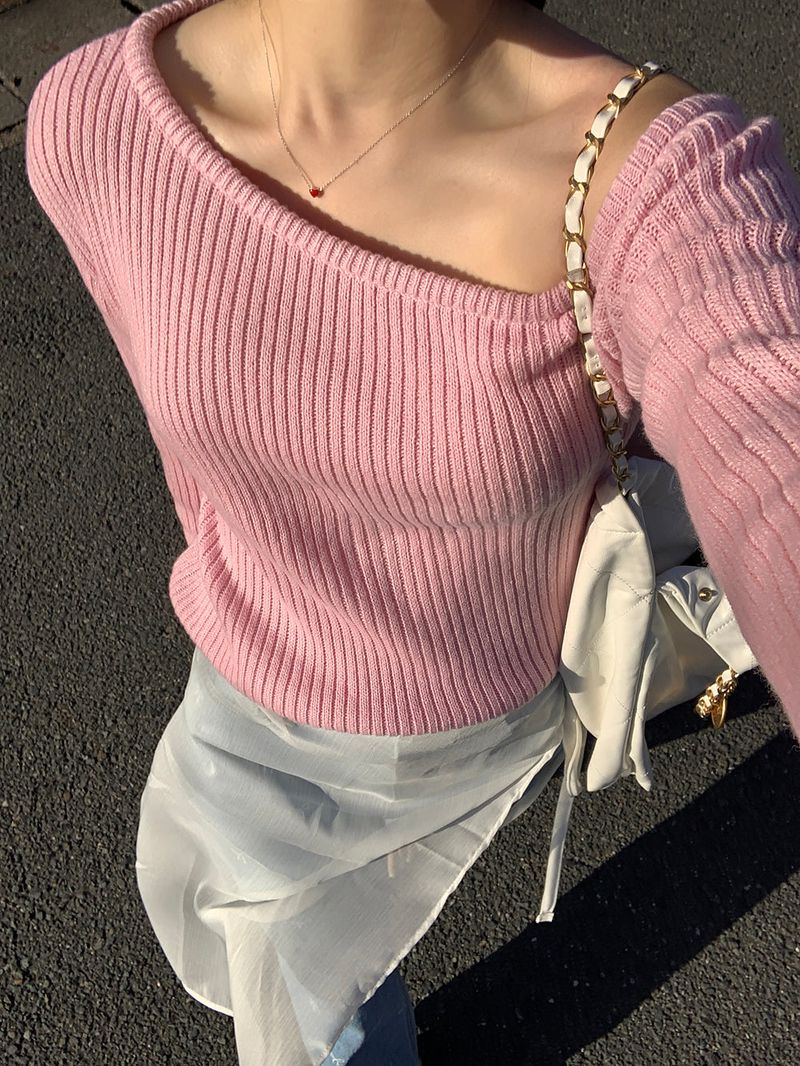 [MADE] STEN GOLZI UNBALANCED OFF-SHOULDER KNIT