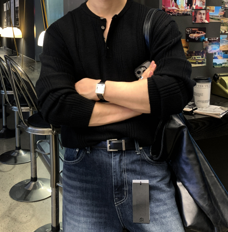 Look Estee Daily Ribbed Modal Henry Neck Knit