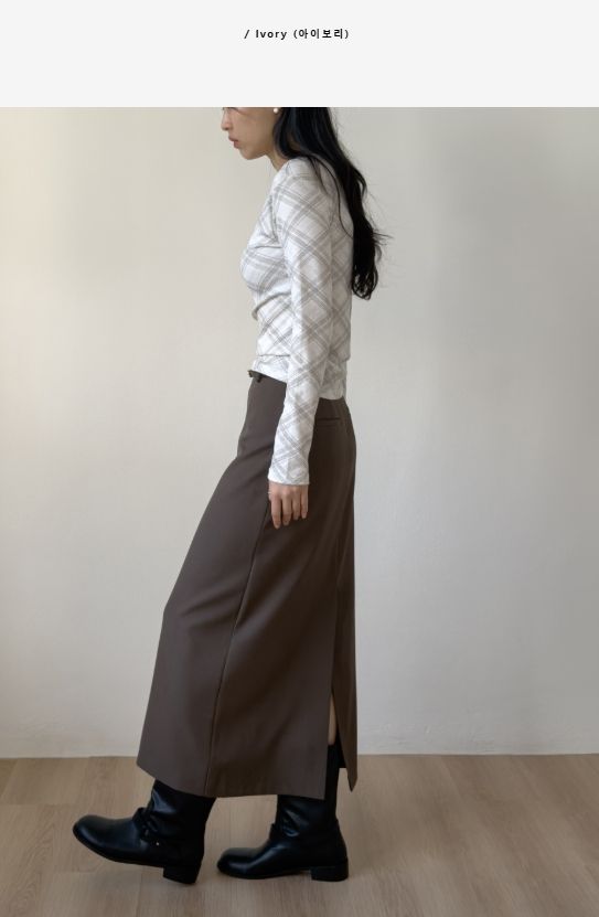 Checked Slim Long Sleeve T-shirt
