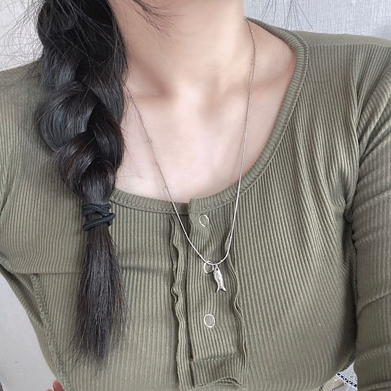 Surgical steel fish necklace
