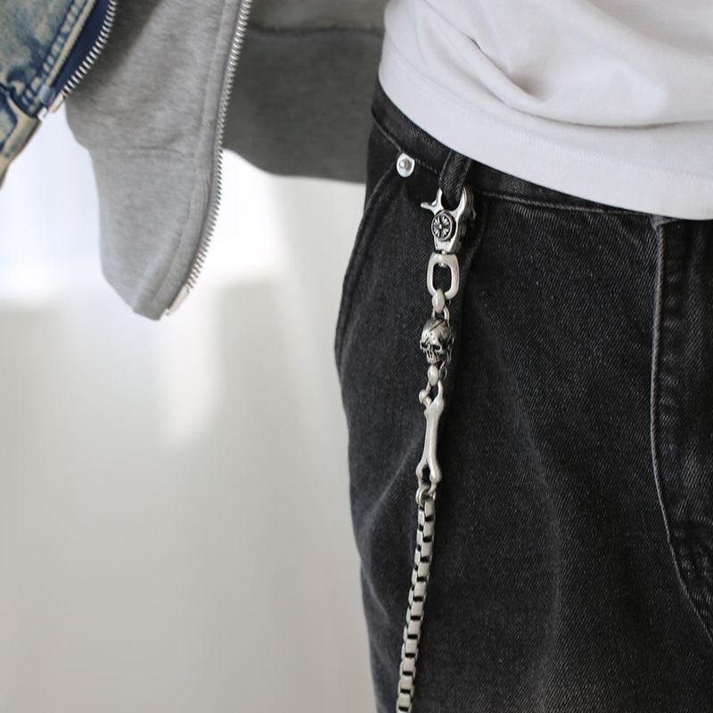 SVC-534 Handmade Skull Antique Silver Pants Chain