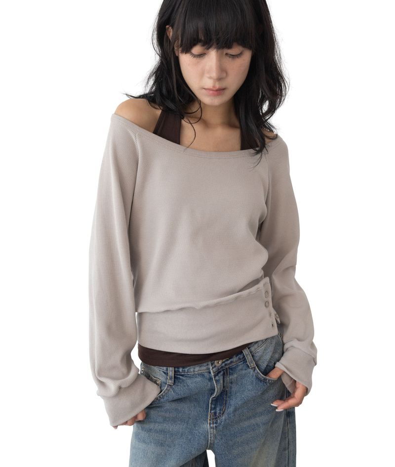 (Set) Wapi Layered Waffle Sweatshirt