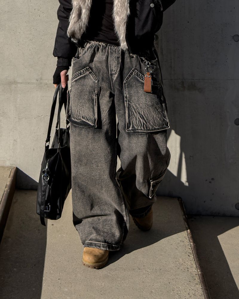 Morik Utility Pocket Wide Denim Pants