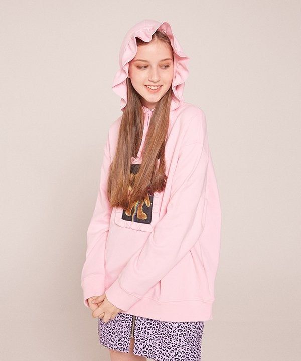 ruffle hoodie pink