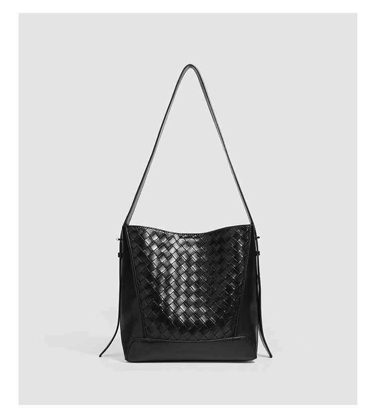 Woven Texture Large Bucket Shoulder Bag
