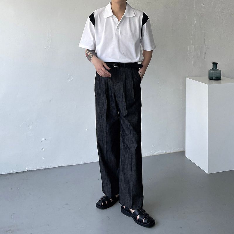 EV BOLN Pintuck Denim Slacks
