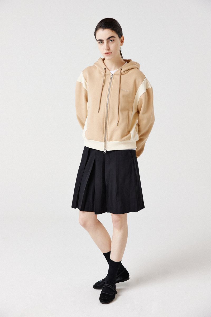 side-rib zip-up hoodie_beige/cream
