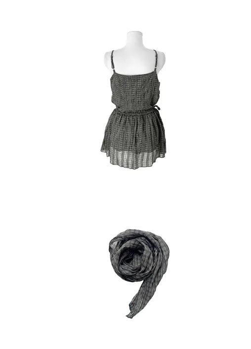 Muna Crizzy Check Chiffon Bustier One Piece